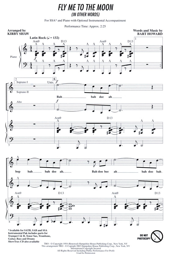 【Fly Me To The Moon(In Other Words)】SSA 【Fly Me To The Moon(In Other Words)】SSA