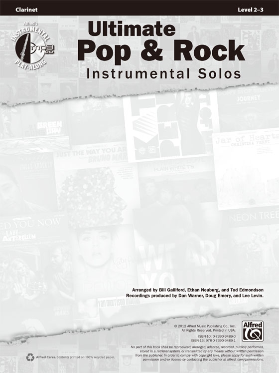 Ultimate Pop & Rock Instrumental Solos【CD+樂譜】for Clarinet , Level 2-3