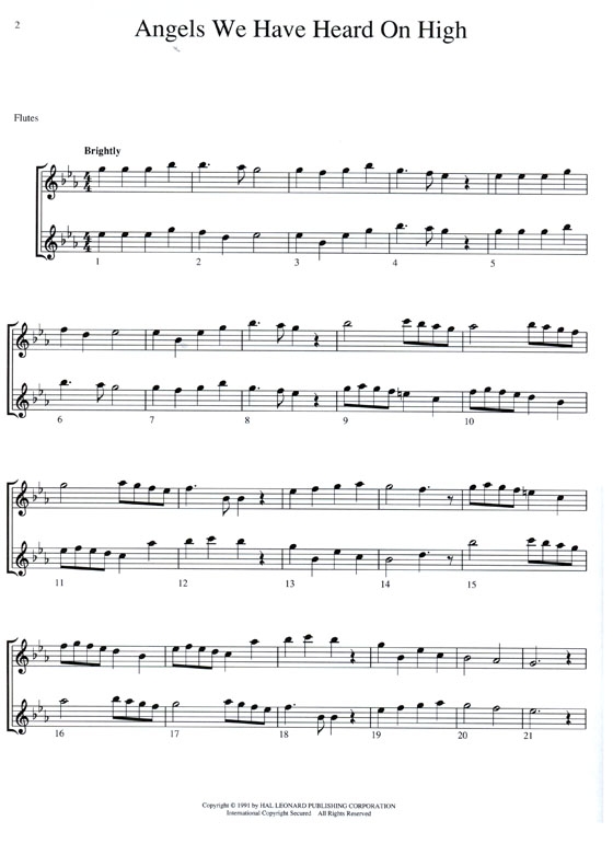 Christmas Carols for Two , Easy Duets【Flutes】