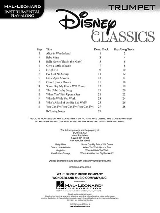 Disney Classics【CD+樂譜】for Trumpet