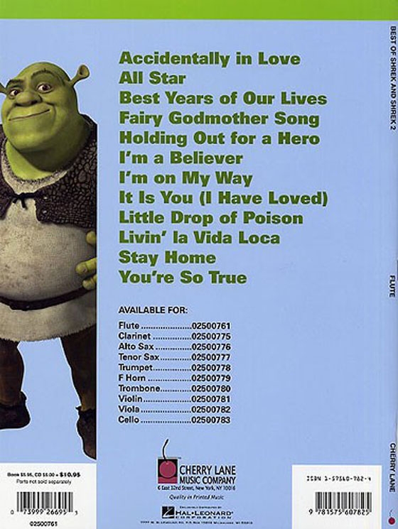 Best of Shrek and Shrek 2 【CD+樂譜】for Flute