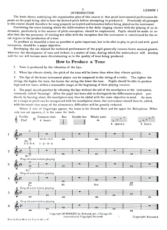 Rubank【Elementary Method】for French Horn、E♭ Alto Mellophone