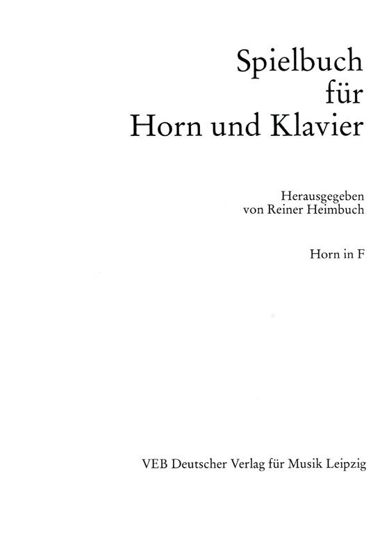Spielbuch Für Horn und Klavier