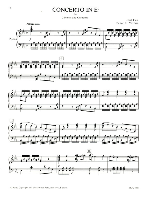 J. Fiala【Concerto in E♭ Major】for 2 Horns & Orchestra