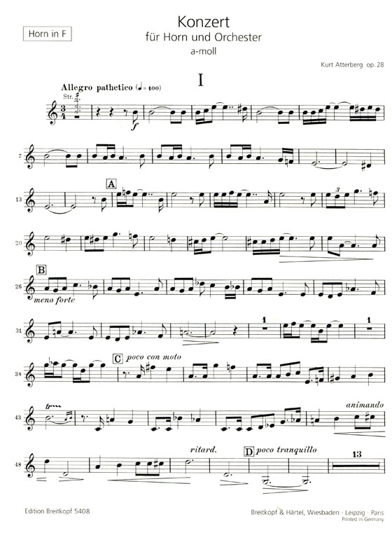 Atterberg【Konzert a-moll , Op. 28】für Horn und Orchester