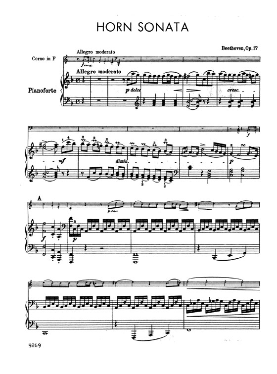 Beethoven【Horn Sonata , Opus 17】for Horn (or Violin or Cello) and Piano