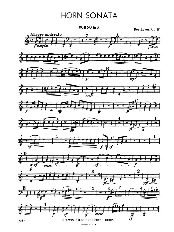 Beethoven【Horn Sonata , Opus 17】for Horn (or Violin or Cello) and Piano