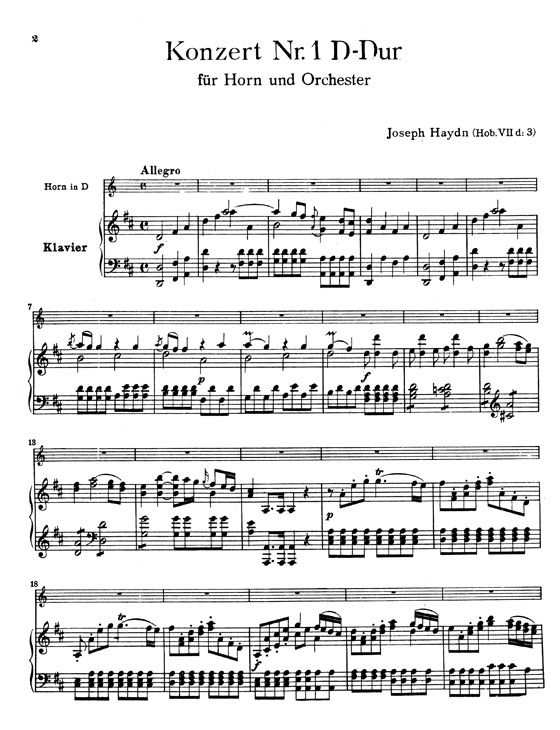 Haydn【Horn Concerto No. 1 in D Major】for Horn and Piano