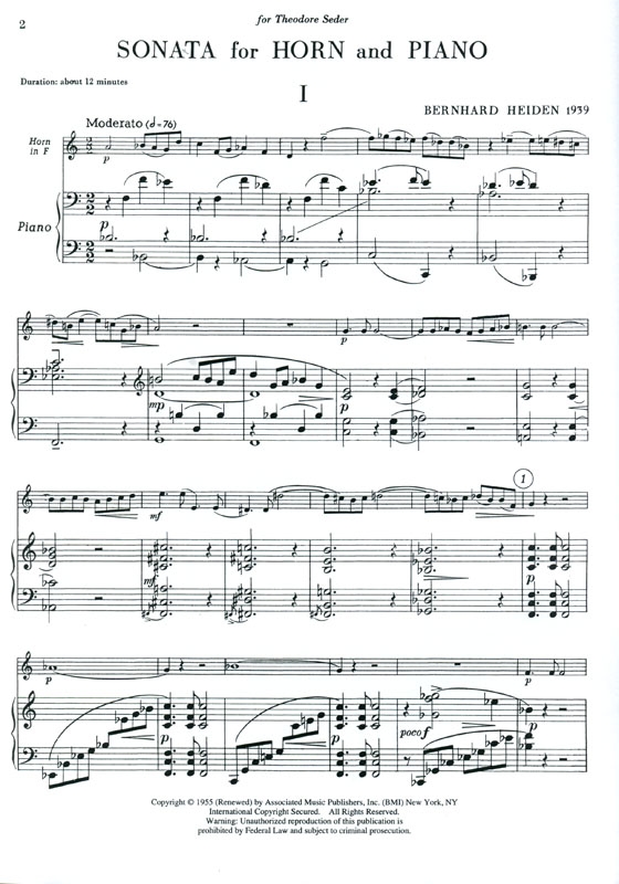 Bernhard Heiden【Sonata】for Horn and Piano