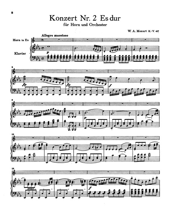 Mozart【Concerto No. 2 In E flat Major , K. 417】for Horn and Piano