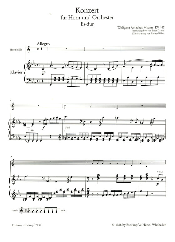 Mozart【Konzert Es-dur , KV 447】für Horn und Orchester