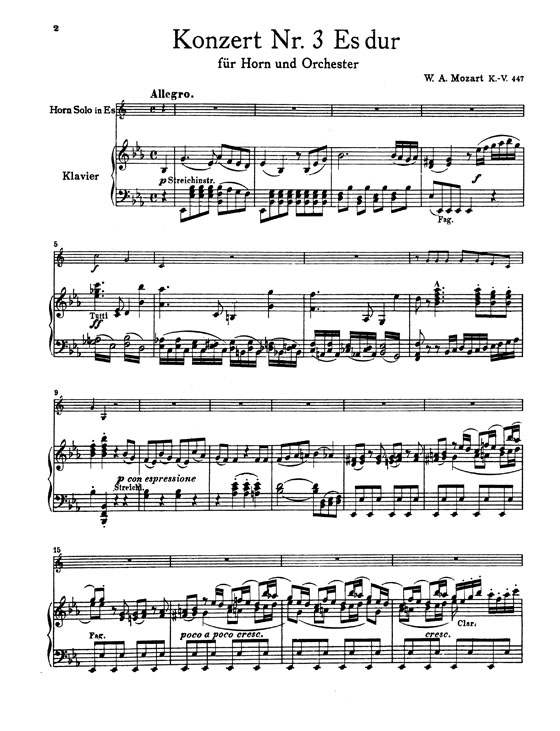 Mozart【Concerto No. 3 In E-flat Major , K. 447】for Horn and Piano