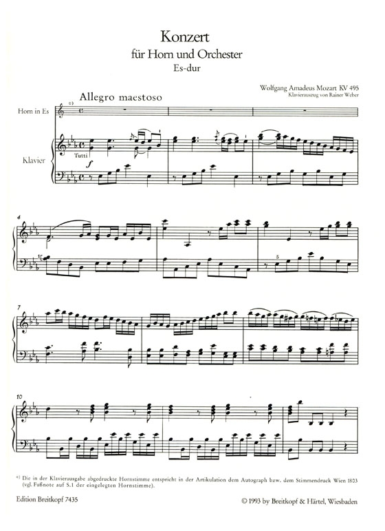 Mozart【 Konzert Es-dur , KV 495】 für Horn und Orchester