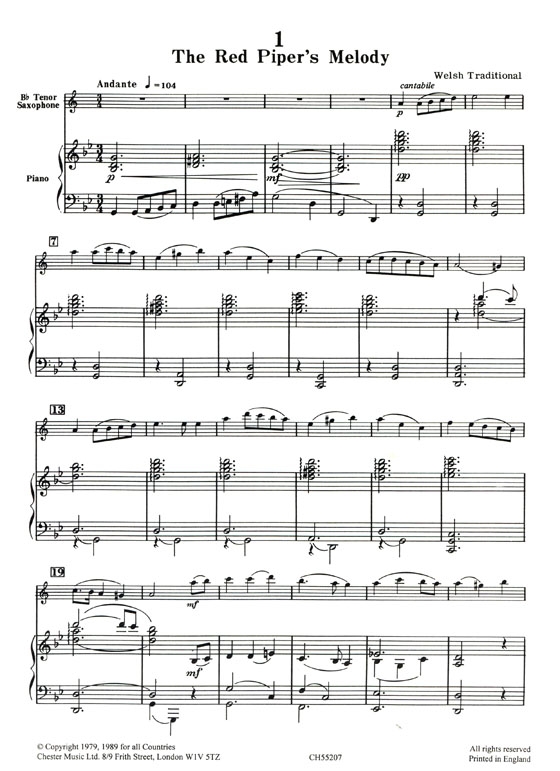 Saxophone Solos【Volume 1】B♭ Tenor With Piano Accompaniment Saxophone Solos【Volume 1】B♭ Tenor With Piano Accompaniment