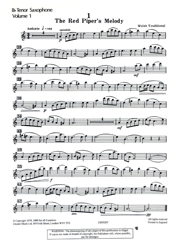 Saxophone Solos【Volume 1】B♭ Tenor With Piano Accompaniment