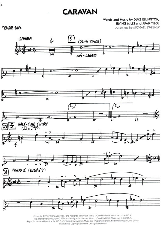 Duke Ellington for【Tenor Sax】Big Band Play-Along , Volume 3