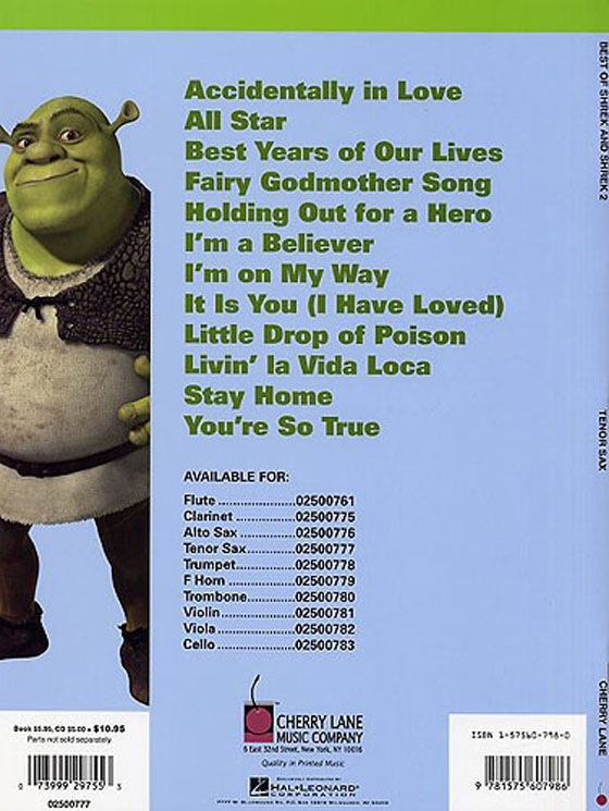 Best of Shrek and Shrek 2 【CD+樂譜】for Tenor Sax