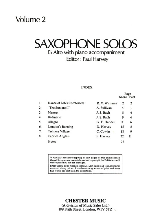 Saxophone Solos【Volume 2】E♭ Alto With Piano Accompaniment