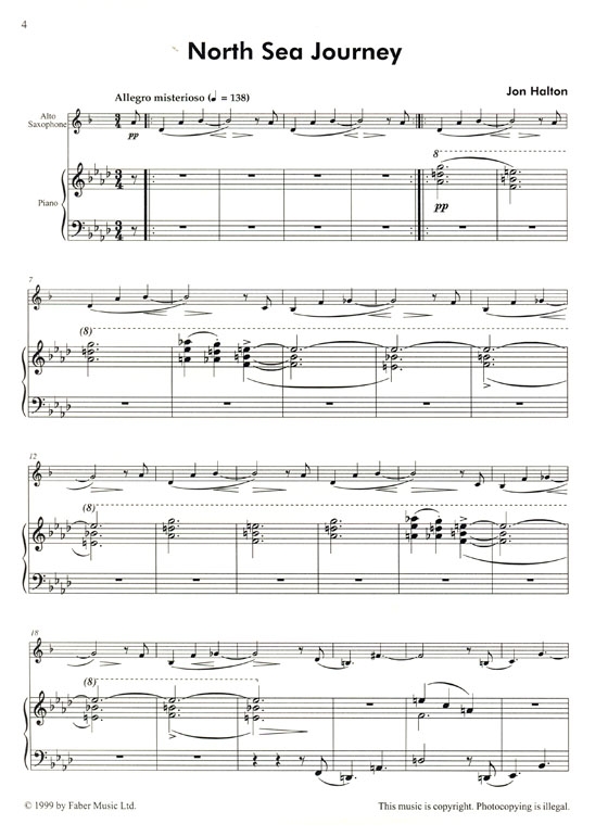 Unbeaten Tracks【 7 Contemporary pieces】for Alto Saxophone and Piano , Grade 4 - 7