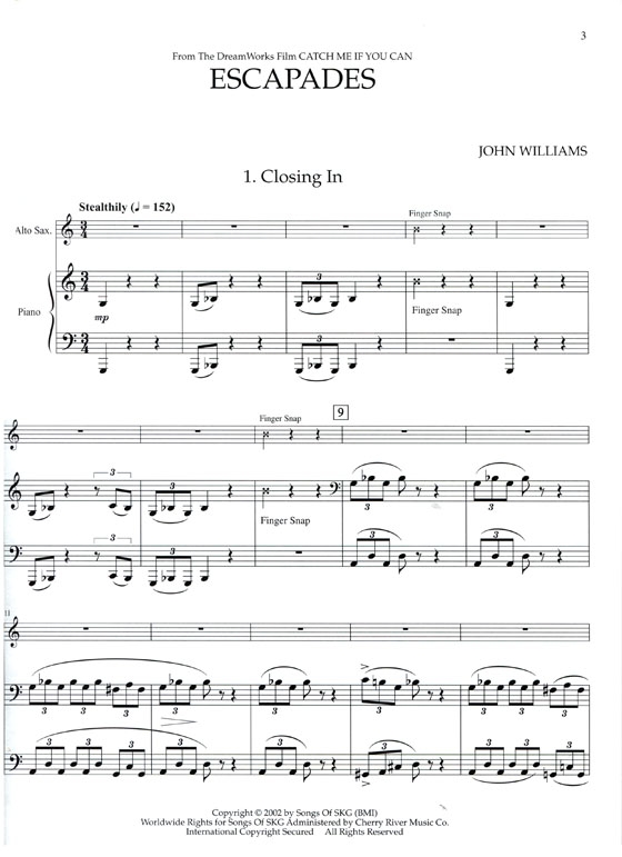 Escapades from【Catch Me If You Can】Solo Alto Saxophone with Piano Reduction