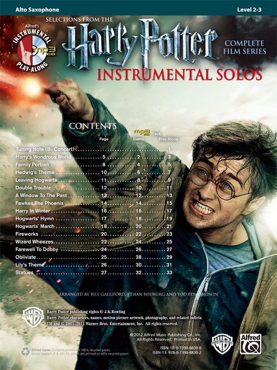 Harry Potter Instrumental Solos【CD+樂譜】Alto Saxophone, Selections from The Complete Film Series, Level 2-3