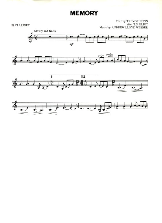 【Memory】The Theme from Cats for Flute／B♭ Clarinet