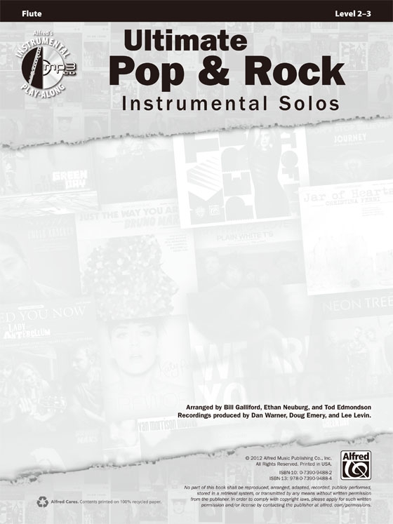Ultimate Pop & Rock Instrumental Solos【CD+樂譜】for Flute , Level 2-3