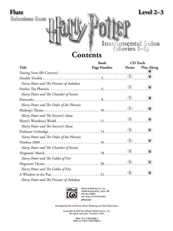 Harry Potter Instrumental Solos【CD+樂譜】Flute, Selections from Movies 1- 5 , Level 2-3