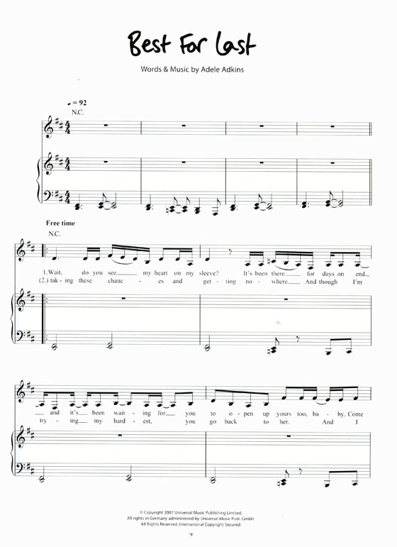 Adele【19】for Piano/Vocal/Guitar