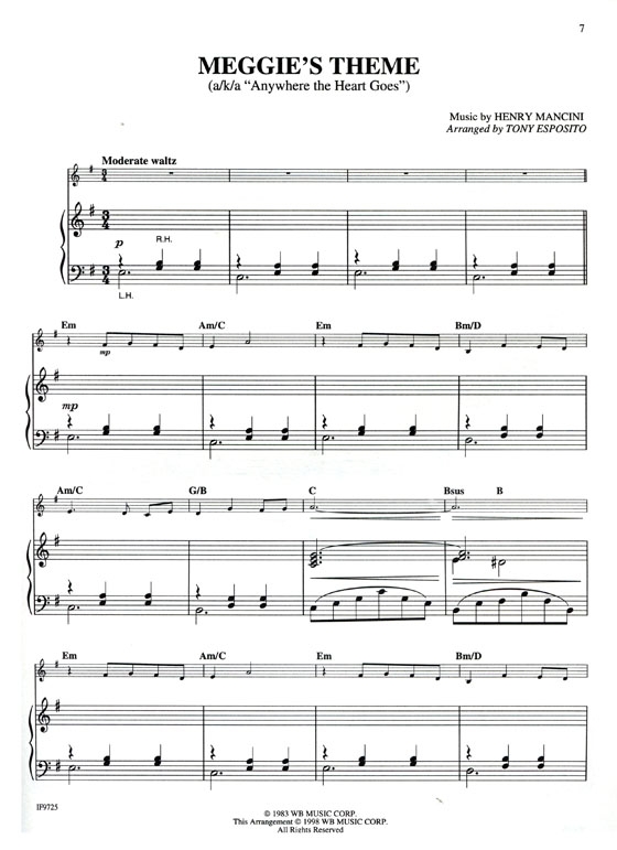 The Music of Henry Mancini 【CD+樂譜】Plus One , Piano Accompaniment