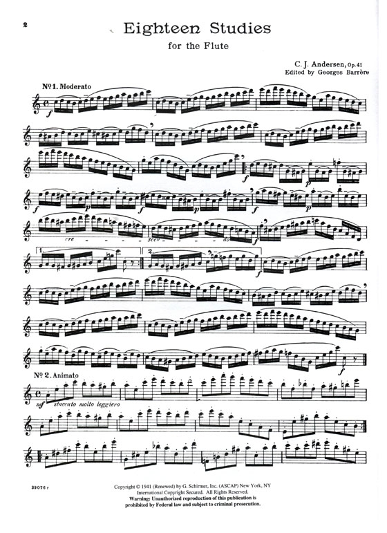 Andersen【Eighteen Studies , Op. 41】For the Flute