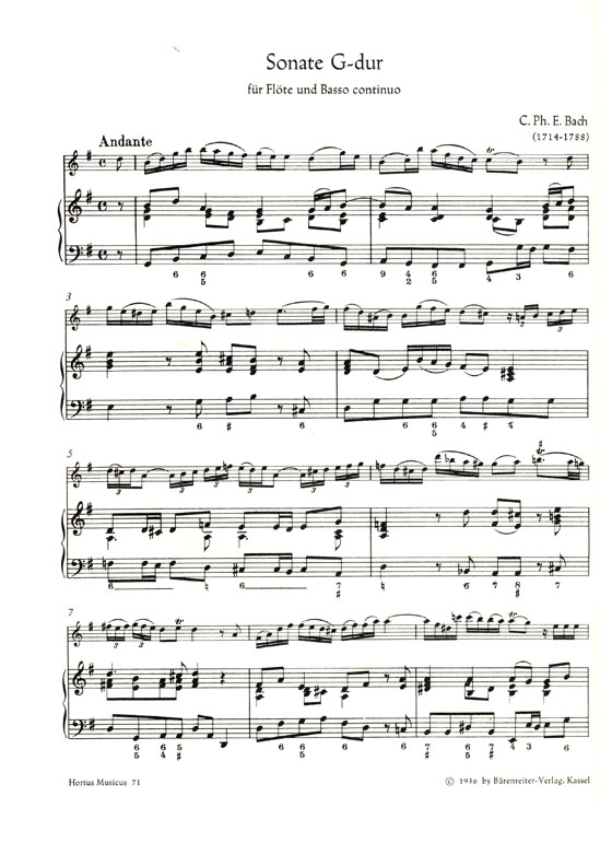 Carl Philipp Emanuel Bach【Sonaten G-dur , e-moll】Für Querflöte und Basso Continuo , Heft 1 Carl Philipp Emanuel Bach【Sonaten G-dur , e-moll】Für Querflöte und Basso Continuo , Heft 1