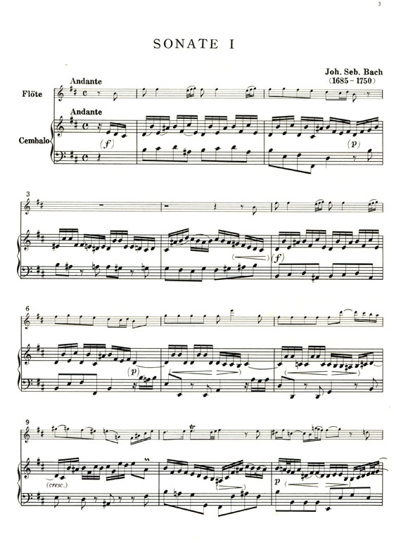J. S. Bach【Sonate-1 in h-Moll , BWV 1030】Flöte und obligates Cembalo