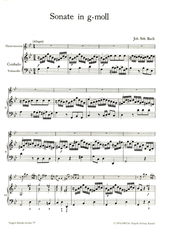 J. S. Bach【Sonate G-moll , BWV 1020】für Flöte und obligates Cembalo