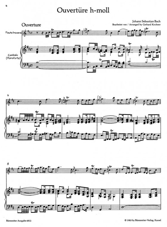 J.S. Bach【Ouvertüre h-moll  nach BWV 1067】für Flöte und obligates Cembalo (Klavier)