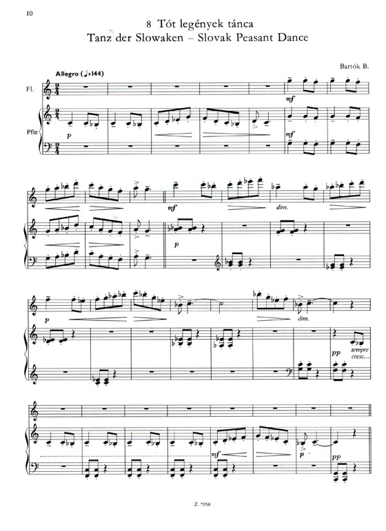 Bartók es Kodály muvei【Werke von Bartók und Kodály】für Flöte und Klavier ,Ⅰ