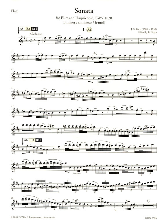 J.S. Bach Sonata B minor , BWV 1030【CD+樂譜】for Flute and Harpsichord