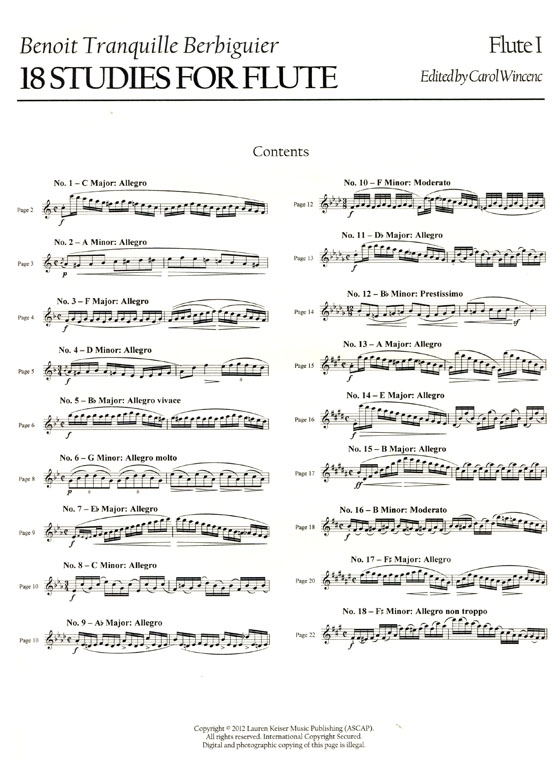 Berbiguier【18 Studies】for Flute with Flute 2 Part Berbiguier【18 Studies】for Flute with Flute 2 Part