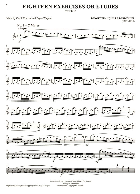 Berbiguier【18 Studies】for Flute with Flute 2 Part