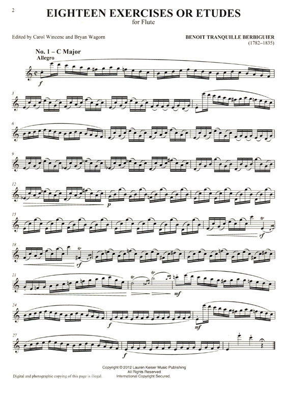 Berbiguier【18 Studies】for Flute with Flute 2 Part Berbiguier【18 Studies】for Flute with Flute 2 Part