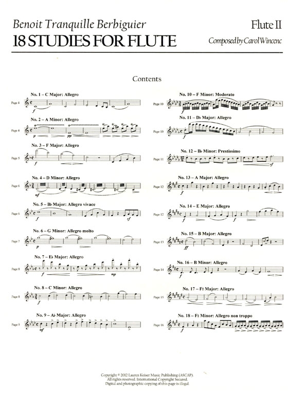 Berbiguier【18 Studies】for Flute with Flute 2 Part