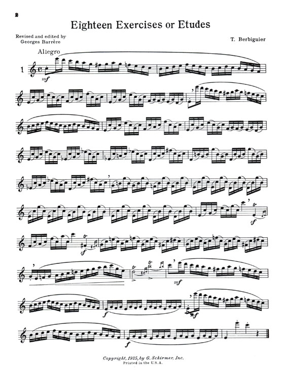 Berbiguier【Eighteen Exercises or Etudes】for the Flute