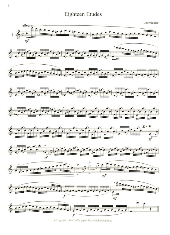 Berbiguier【18 Etudes】for the Flute