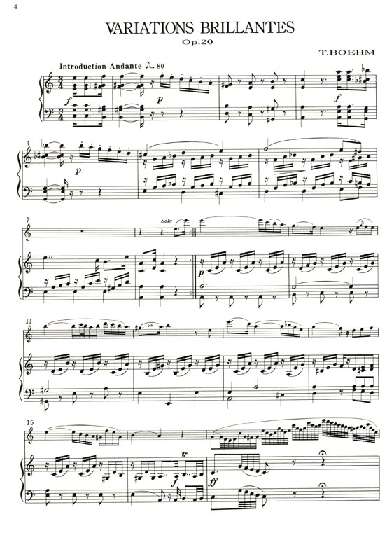 Theobald Boehm【Variations Brillantes】Sur un Air Suisse , Op. 20 Flúte et Piano