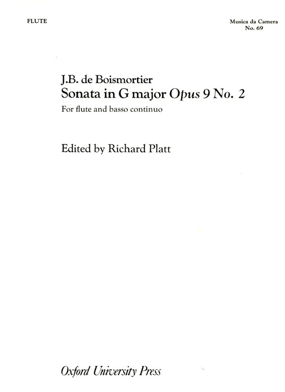 J. B. de Boismortier【Sonata in G major Opus 9 , No. 2 】for Flute and basso continuo