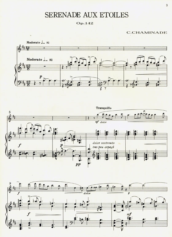Cécile Chaminade【Serenade Aux etoiles , Op. 142】Flûte et Piano