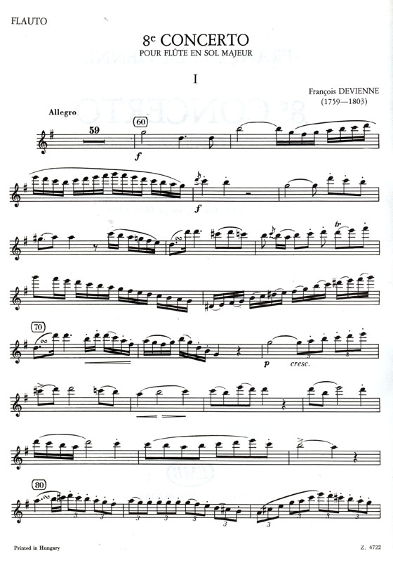 Devienne【8e Concerto】pour Flûte et Orchestre En Sol Majeur pour Flûte et Piano