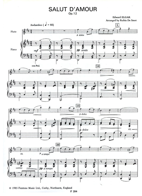 Elgar【Salut d'amour , Op. 12】for Flute and Piano Elgar【Salut d'amour , Op. 12】for Flute and Piano