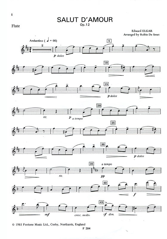 Elgar【Salut d'amour , Op. 12】for Flute and Piano Elgar【Salut d'amour , Op. 12】for Flute and Piano
