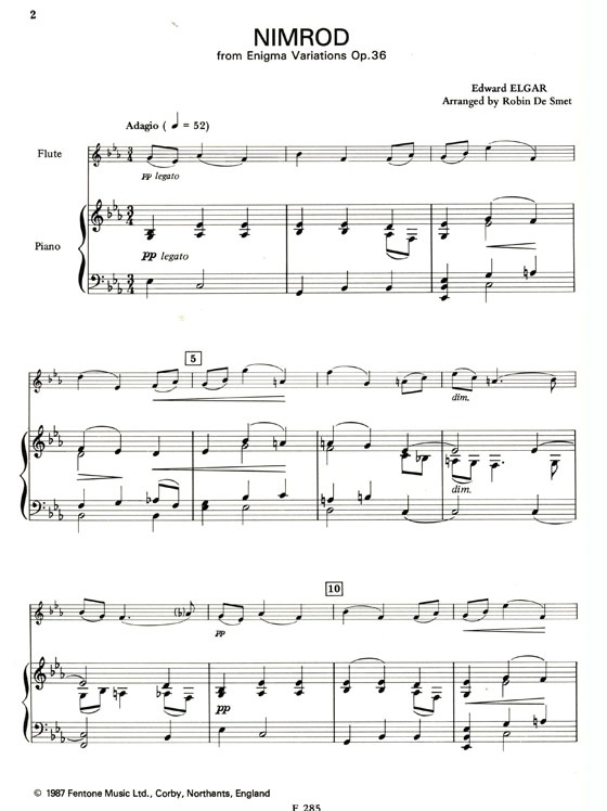 Elgar【Nimrod - from Enigma Variations , Op. 36】for Flute and Piano Elgar【Nimrod - from Enigma Variations , Op. 36】for Flute and Piano